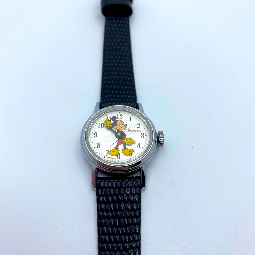 Vintage Ingersoll Mickey Mouse Mechanical Wind Up Watch - RUNNING. Brand NewBand